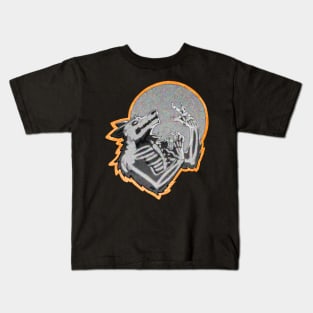 Halloween Howling Werewolf Grey Skeleton Kids T-Shirt